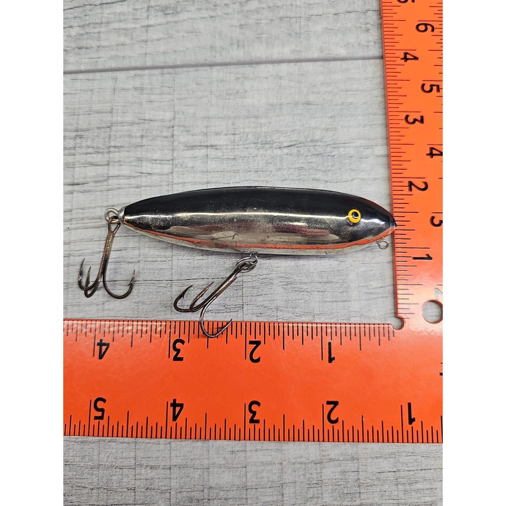 Vintage Heddon Original Zara Spook Topwater Fishing Lure Chrome Black Back NBL 4